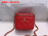 Chanel Small Classic Box with Chain Lambskin Gold Tone Metal Red AP1447 Replica