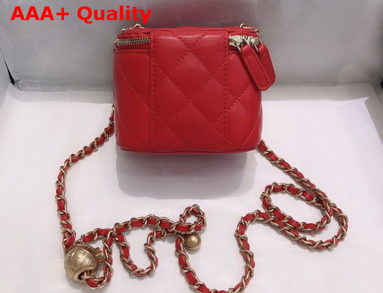 Chanel Small Classic Box with Chain Lambskin Gold Tone Metal Red AP1447 Replica