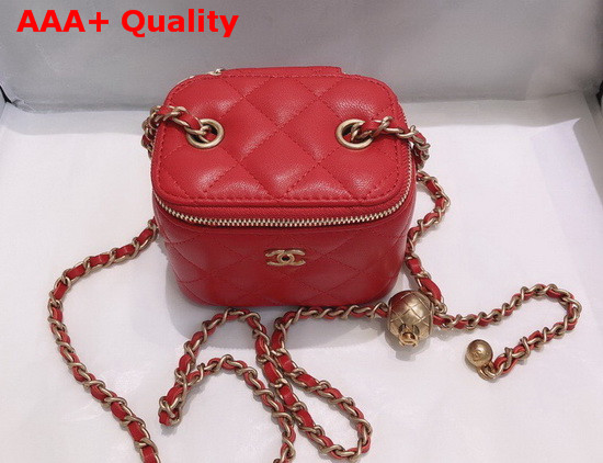 Chanel Small Classic Box with Chain Lambskin Gold Tone Metal Red AP1447 Replica