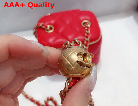 Chanel Small Classic Box with Chain Lambskin Gold Tone Metal Red AP1447 Replica