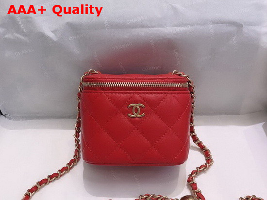 Chanel Small Classic Box with Chain Lambskin Gold Tone Metal Red AP1447 Replica