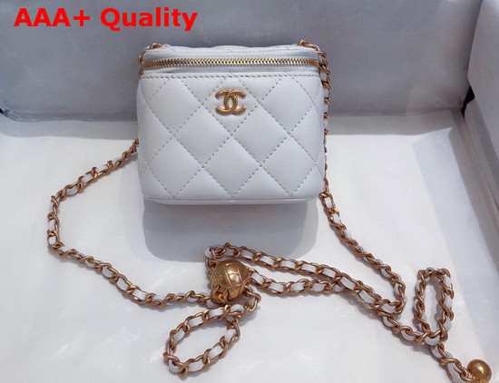 Chanel Small Classic Box with Chain Lambskin Gold Tone Metal White AP1447 Replica