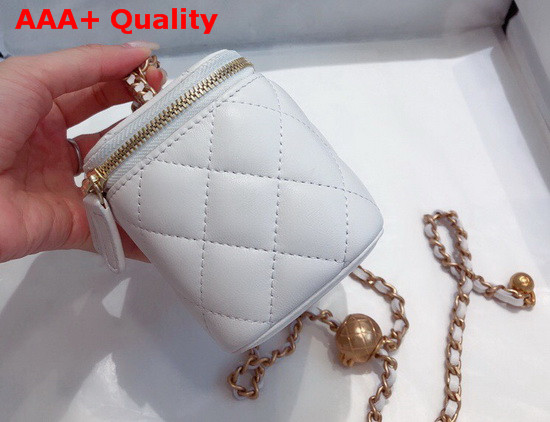 Chanel Small Classic Box with Chain Lambskin Gold Tone Metal White AP1447 Replica