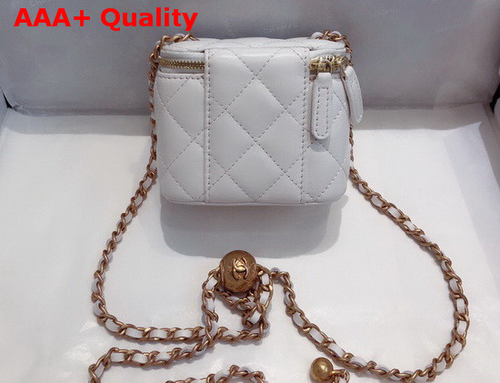 Chanel Small Classic Box with Chain Lambskin Gold Tone Metal White AP1447 Replica