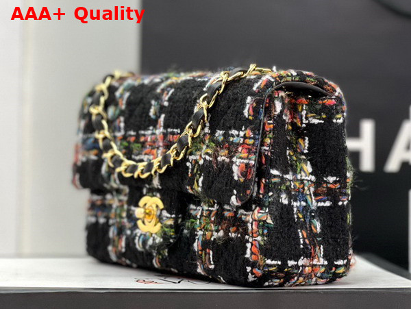 Chanel Small Classic Flap Bag in Black Multicolor Tweed Replica