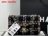 Chanel Small Classic Flap Bag in Black Multicolor Tweed Replica