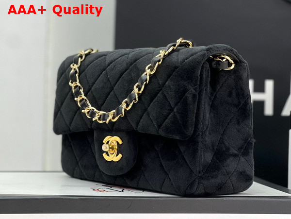 Chanel Small Classic Flap Bag in Black Velvet Replica