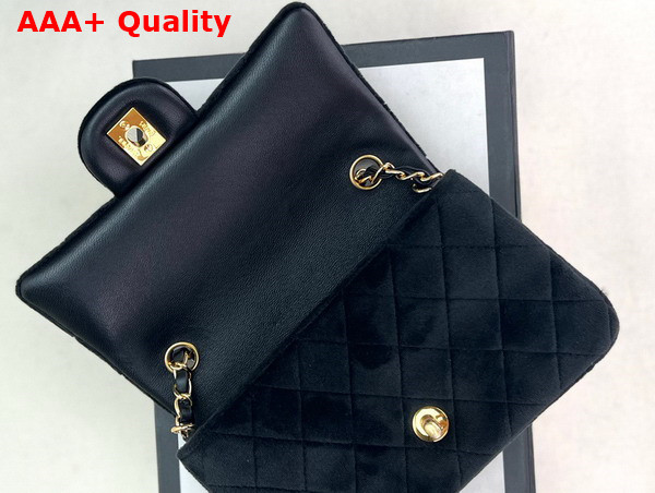 Chanel Small Classic Flap Bag in Black Velvet Replica