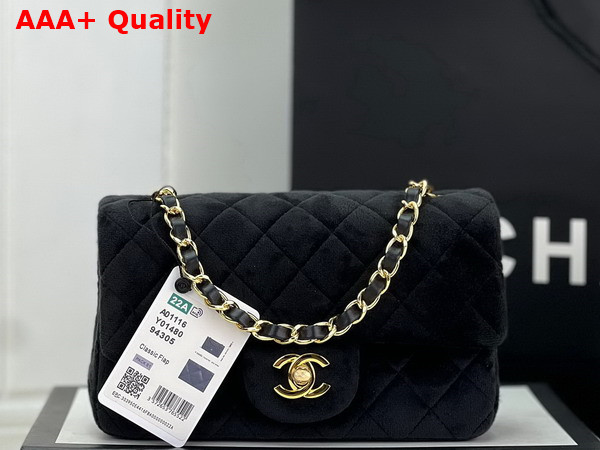 Chanel Small Classic Flap Bag in Black Velvet Replica