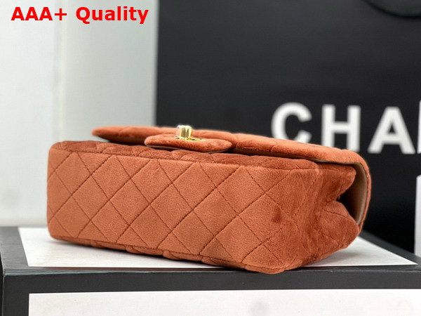 Chanel Small Classic Flap Bag in Brown Velvet Replica