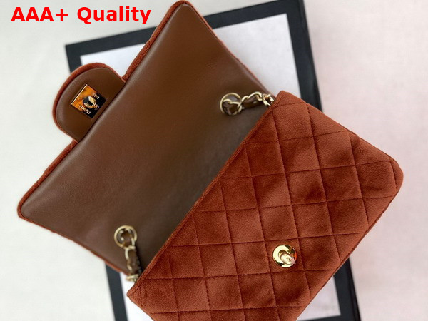 Chanel Small Classic Flap Bag in Brown Velvet Replica