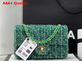 Chanel Small Classic Flap Bag in Green Tweed Replica