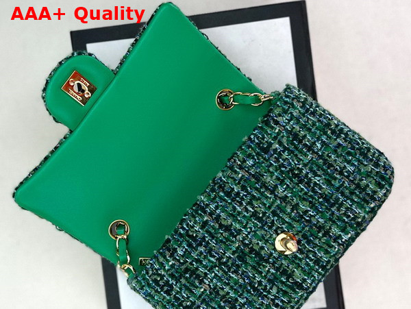 Chanel Small Classic Flap Bag in Green Tweed Replica