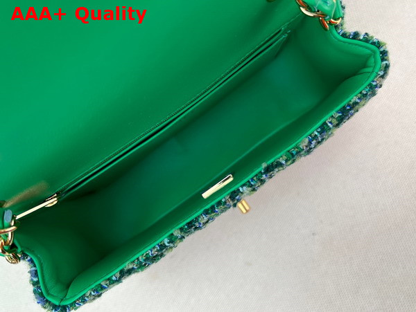 Chanel Small Classic Flap Bag in Green Tweed Replica