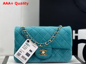 Chanel Small Classic Flap Bag in Peacock Blue Velvet Replica