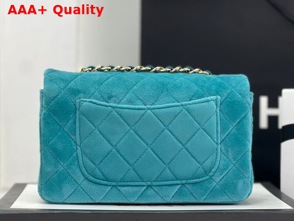 Chanel Small Classic Flap Bag in Peacock Blue Velvet Replica