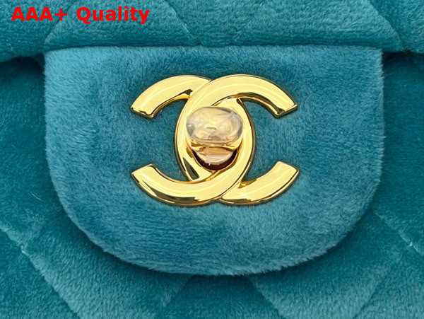 Chanel Small Classic Flap Bag in Peacock Blue Velvet Replica