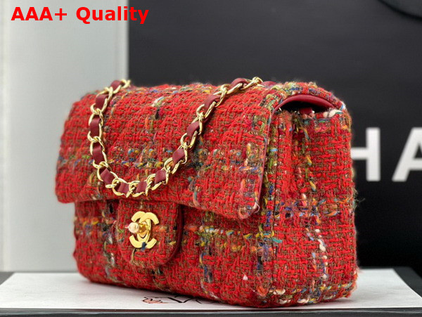 Chanel Small Classic Flap Bag in Red Tweed Replica