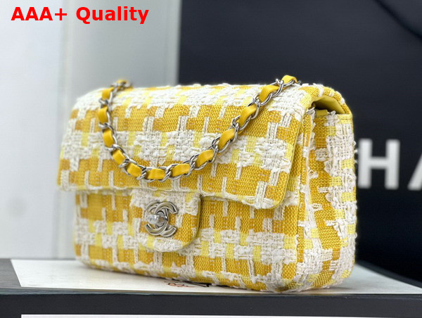 Chanel Small Classic Flap Bag in Yellow and White Tweed Replica