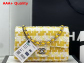 Chanel Small Classic Flap Bag in Yellow and White Tweed Replica