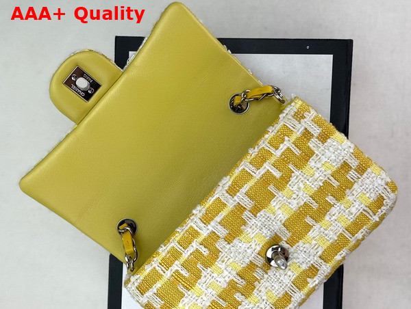 Chanel Small Classic Flap Bag in Yellow and White Tweed Replica