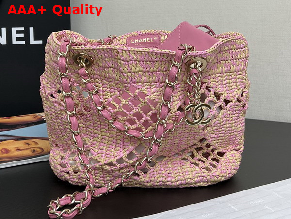 Chanel Small Coco Beach Bag in Pink Raffia AS4714 Replica