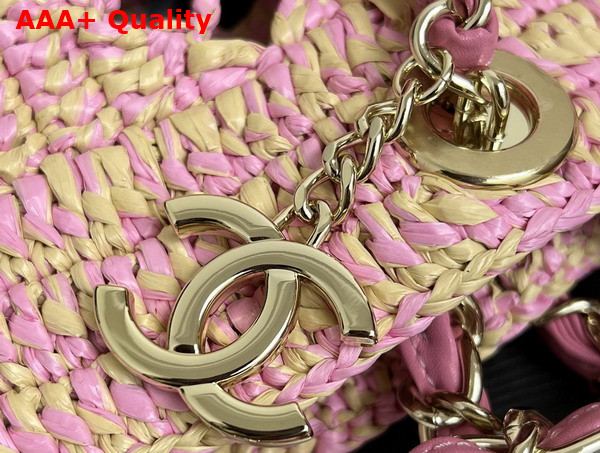 Chanel Small Coco Beach Bag in Pink Raffia AS4714 Replica