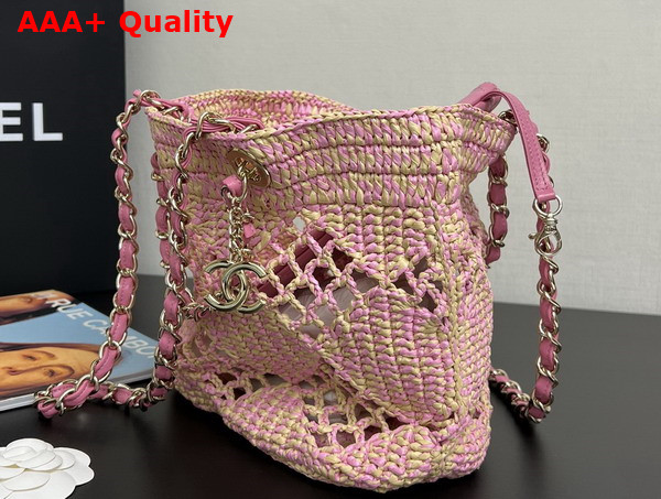 Chanel Small Coco Beach Bag in Pink Raffia AS4714 Replica