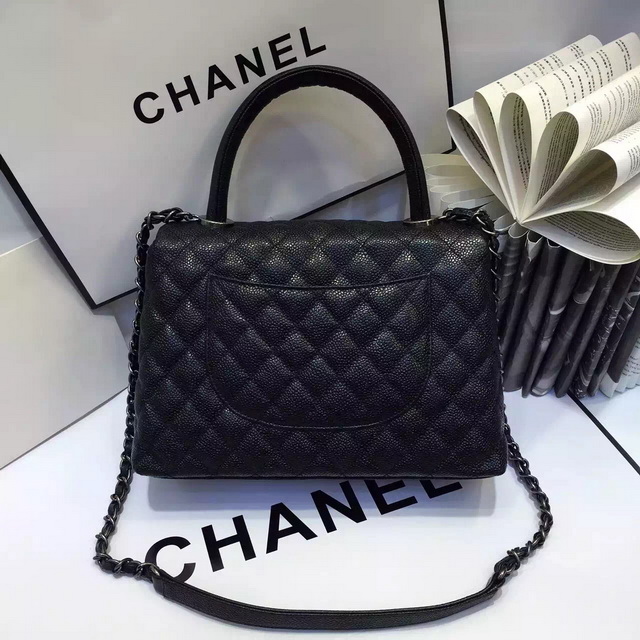 Chanel Small Coco Handle Bag Black Caviar wiht Silver for Sale