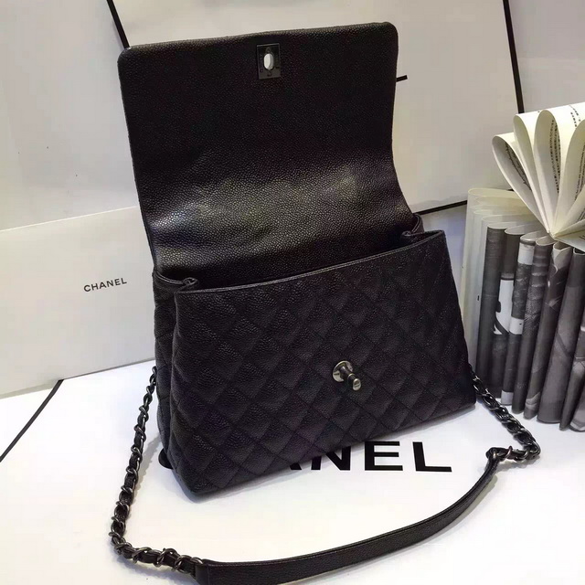 Chanel Small Coco Handle Bag Black Caviar wiht Silver for Sale