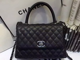 Chanel Small Coco Handle Bag Black Caviar wiht Silver for Sale