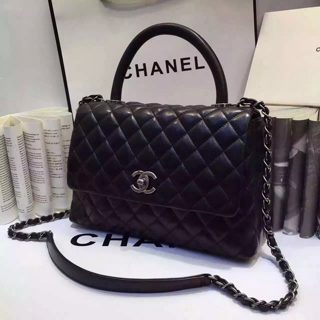 Chanel Small Coco Handle Bag Black Lambskin for Sale