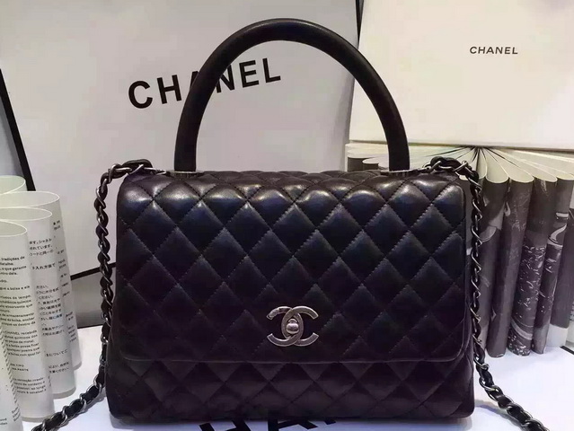 Chanel Small Coco Handle Bag Black Lambskin for Sale