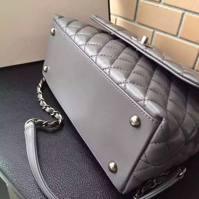 Chanel Small Coco Handle Bag Grey Lambskin Lizard Handle for Sale