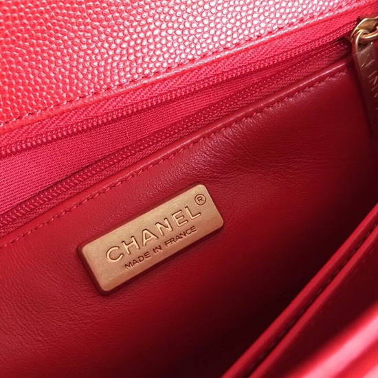 Chanel Small Coco Handle Bag Red Caviar Leather Gold Hardware