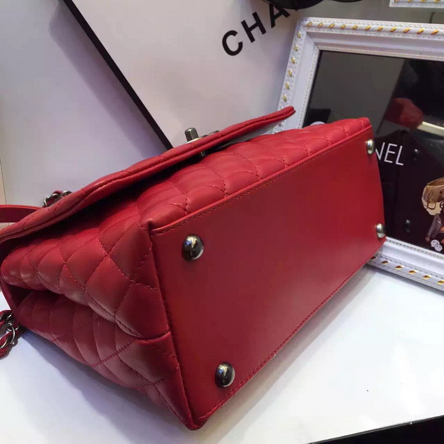 Chanel Small Coco Handle Bag Red Lambskin for Sale