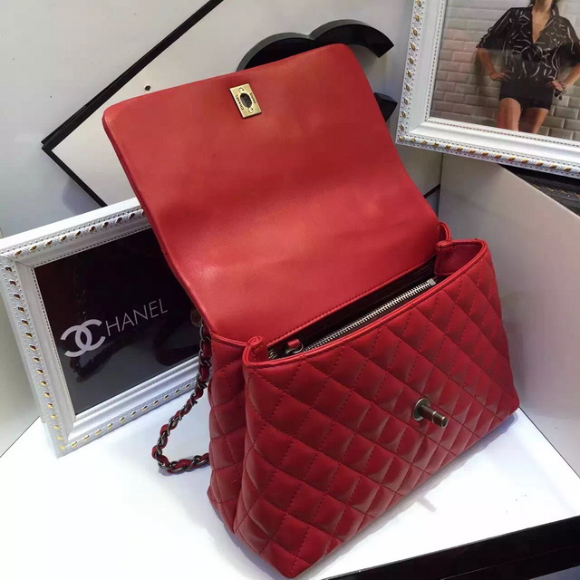 Chanel Small Coco Handle Bag Red Lambskin for Sale