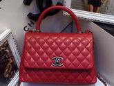 Chanel Small Coco Handle Bag Red Lambskin for Sale