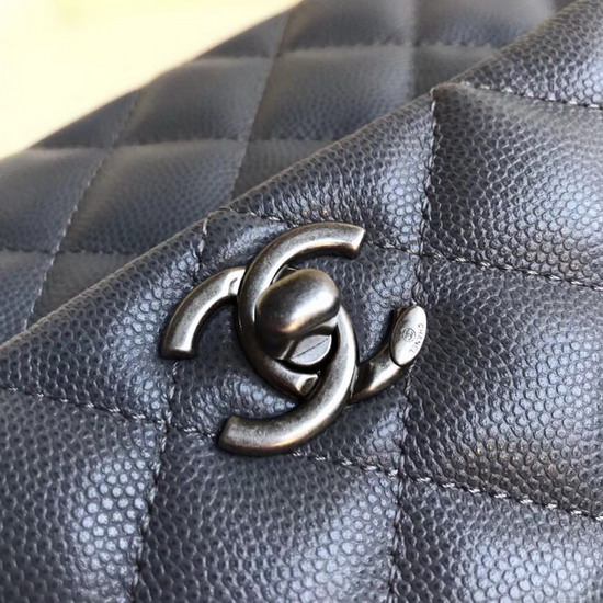 Chanel Small Coco Handle Bag in Grey Caviar Leather Silver Hardware