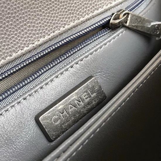 Chanel Small Coco Handle Bag in Grey Caviar Leather Silver Hardware