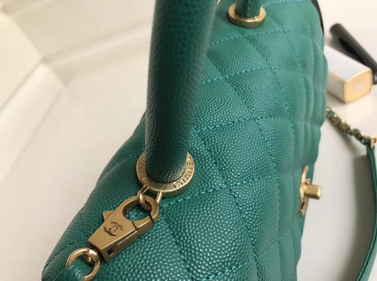 Chanel Small Coco Handle Bag in Turquoise with Gold Hardware