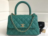 Chanel Small Coco Handle Bag in Turquoise with Gold Hardware