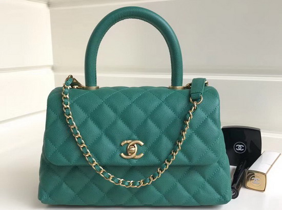 Chanel Small Coco Handle Bag in Turquoise with Gold Hardware