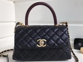 Chanel Small Coco Handle Bag with Lizard Handle Black Caviar Gold Hardware