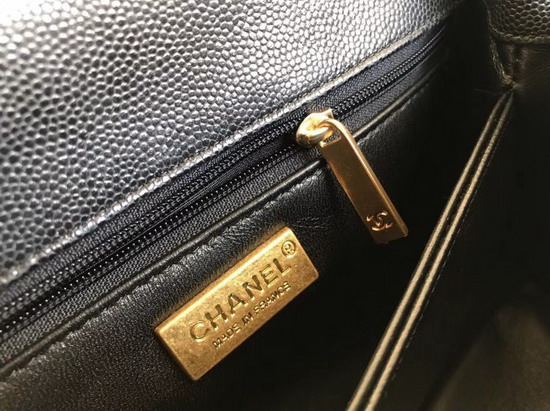 Chanel Small Coco Handle Bag with Lizard Handle Black Caviar Gold Hardware