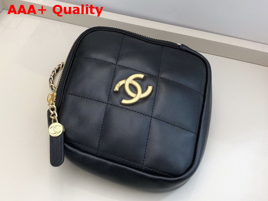 Chanel Small Diamond Bag Black Lambskin and Gold Tone Metal AS2201 Replica