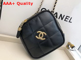 Chanel Small Diamond Bag Black Lambskin and Gold Tone Metal AS2201 Replica