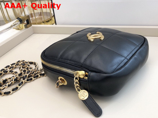 Chanel Small Diamond Bag Black Lambskin and Gold Tone Metal AS2201 Replica