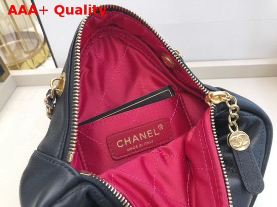 Chanel Small Diamond Bag Black Lambskin and Gold Tone Metal AS2201 Replica