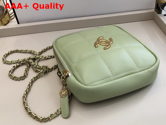 Chanel Small Diamond Bag Green Lambskin and Gold Tone Metal AS2201 Replica